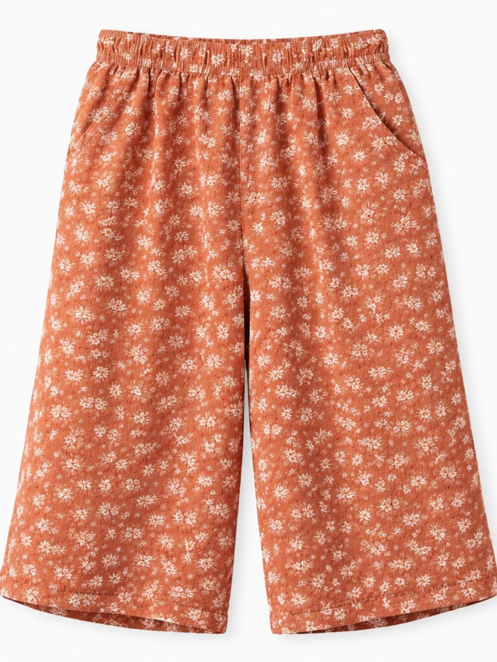 American Eagle Orange and White Floral Gaucho Pants, Size Medium